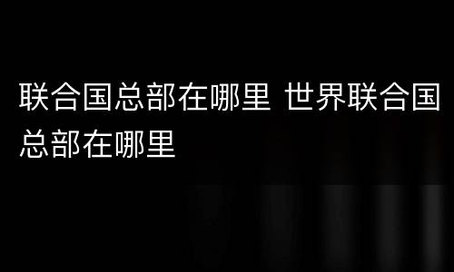 联合国总部在哪里 世界联合国总部在哪里