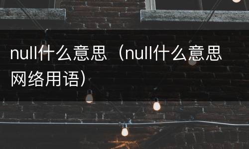 null什么意思（null什么意思网络用语）