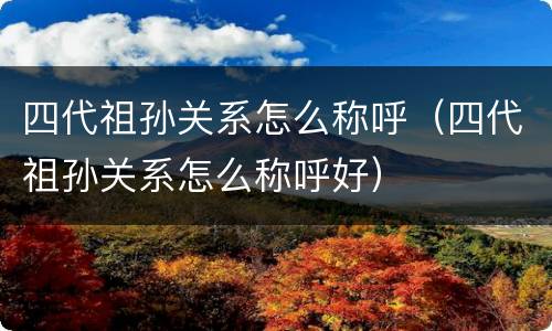 四代祖孙关系怎么称呼（四代祖孙关系怎么称呼好）