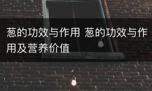 葱的功效与作用 葱的功效与作用及营养价值