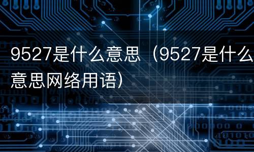 9527是什么意思（9527是什么意思网络用语）
