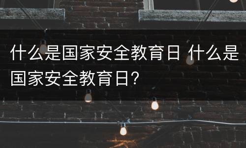 什么是国家安全教育日 什么是国家安全教育日?