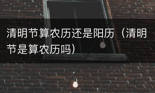 清明节算农历还是阳历（清明节是算农历吗）