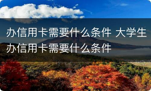 办信用卡需要什么条件 大学生办信用卡需要什么条件