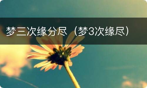 梦三次缘分尽（梦3次缘尽）