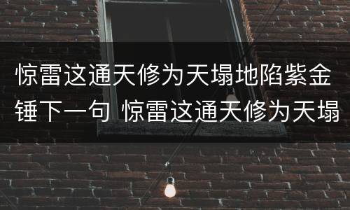 惊雷这通天修为天塌地陷紫金锤下一句 惊雷这通天修为天塌地陷紫金锤下一句是什么
