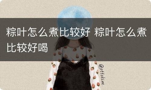 粽叶怎么煮比较好 粽叶怎么煮比较好喝