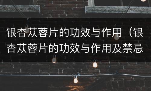 银杏苁蓉片的功效与作用（银杏苁蓉片的功效与作用及禁忌）