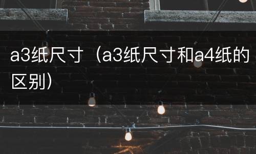 a3纸尺寸（a3纸尺寸和a4纸的区别）
