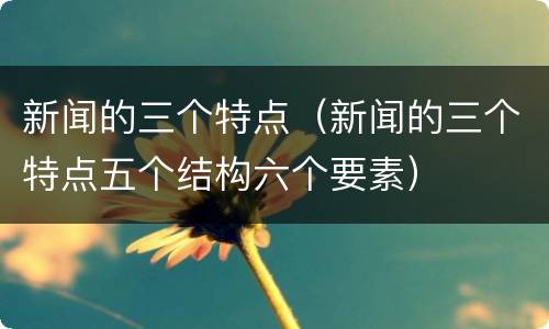 新闻的三个特点（新闻的三个特点五个结构六个要素）