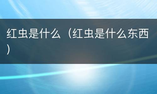 红虫是什么（红虫是什么东西）