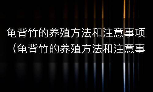龟背竹的养殖方法和注意事项（龟背竹的养殖方法和注意事项视频）