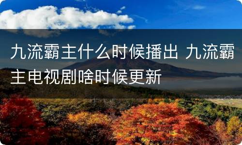 九流霸主什么时候播出 九流霸主电视剧啥时候更新