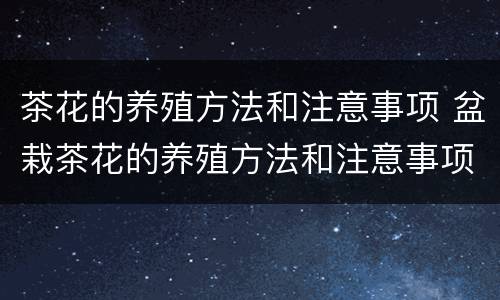 茶花的养殖方法和注意事项 盆栽茶花的养殖方法和注意事项