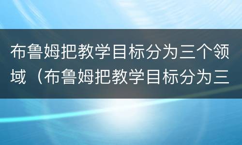 布鲁姆把教学目标分为三个领域（布鲁姆把教学目标分为三个领域案例）
