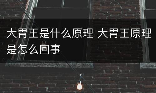 大胃王是什么原理 大胃王原理是怎么回事