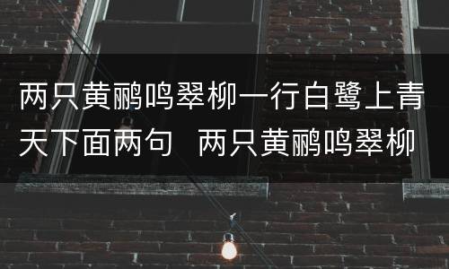 两只黄鹂鸣翠柳一行白鹭上青天下面两句  两只黄鹂鸣翠柳一行白鹭上青天下面两句是什么