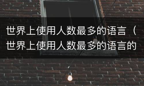 世界上使用人数最多的语言（世界上使用人数最多的语言的国家）