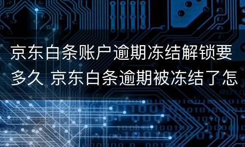 京东白条账户逾期冻结解锁要多久 京东白条逾期被冻结了怎么解冻