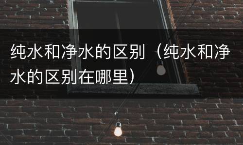 纯水和净水的区别（纯水和净水的区别在哪里）