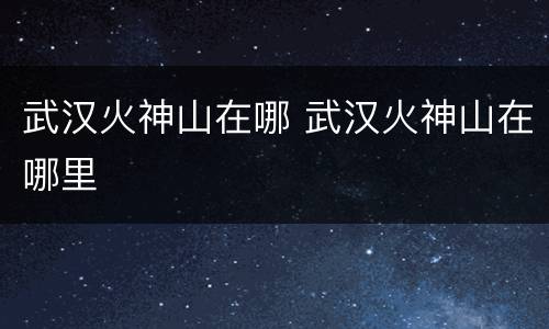 武汉火神山在哪 武汉火神山在哪里