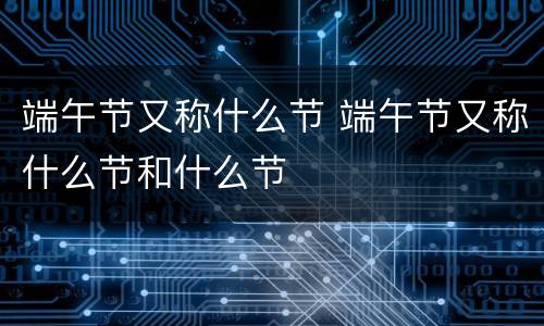 端午节又称什么节 端午节又称什么节和什么节