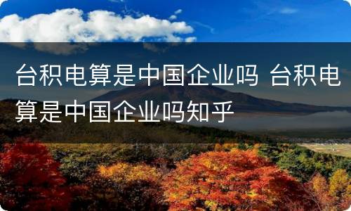 台积电算是中国企业吗 台积电算是中国企业吗知乎