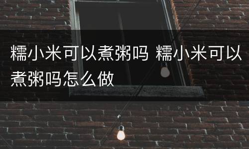 糯小米可以煮粥吗 糯小米可以煮粥吗怎么做