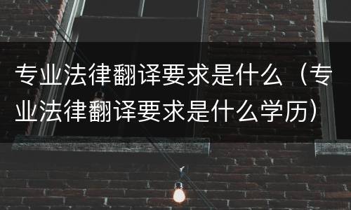 专业法律翻译要求是什么（专业法律翻译要求是什么学历）