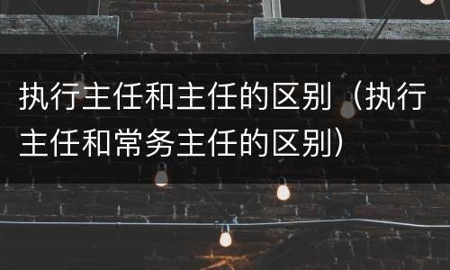 执行主任和主任的区别（执行主任和常务主任的区别）