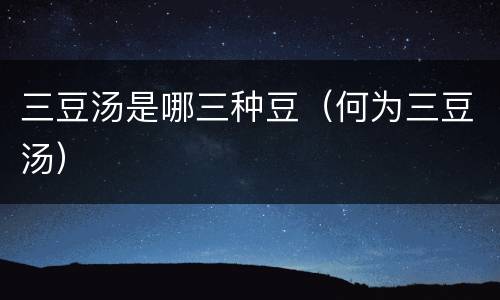 三豆汤是哪三种豆（何为三豆汤）