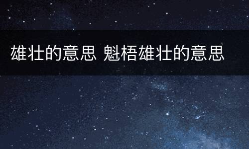 雄壮的意思 魁梧雄壮的意思