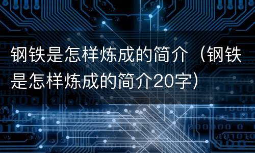 钢铁是怎样炼成的简介（钢铁是怎样炼成的简介20字）
