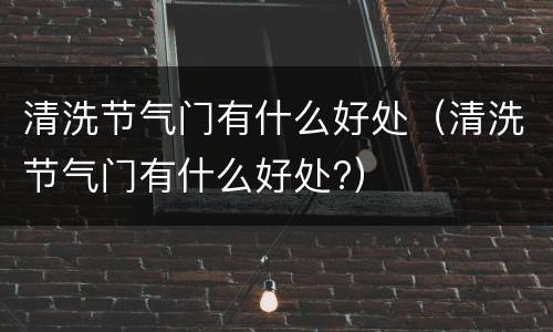 清洗节气门有什么好处（清洗节气门有什么好处?）
