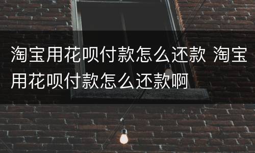 淘宝用花呗付款怎么还款 淘宝用花呗付款怎么还款啊