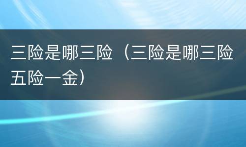 三险是哪三险（三险是哪三险五险一金）
