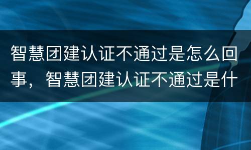 智慧团建认证不通过是怎么回事，智慧团建认证不通过是什么原因