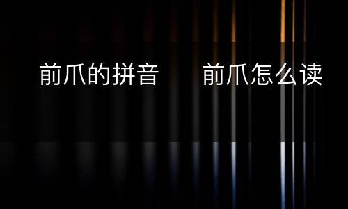 ​前爪的拼音  ​前爪怎么读