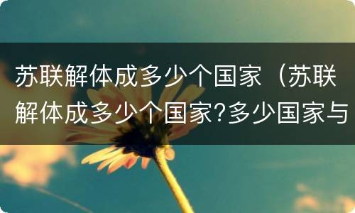 苏联解体成多少个国家（苏联解体成多少个国家?多少国家与他在一个阵营）