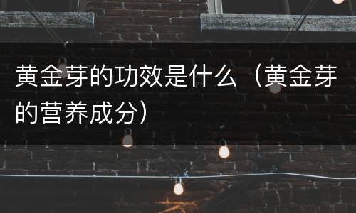 黄金芽的功效是什么（黄金芽的营养成分）