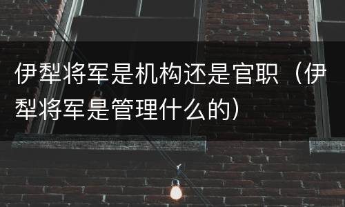 伊犁将军是机构还是官职（伊犁将军是管理什么的）