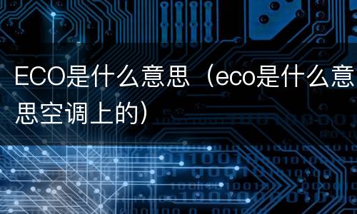 ECO是什么意思（eco是什么意思空调上的）