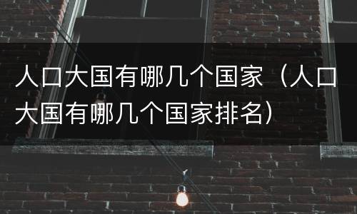 人口大国有哪几个国家（人口大国有哪几个国家排名）