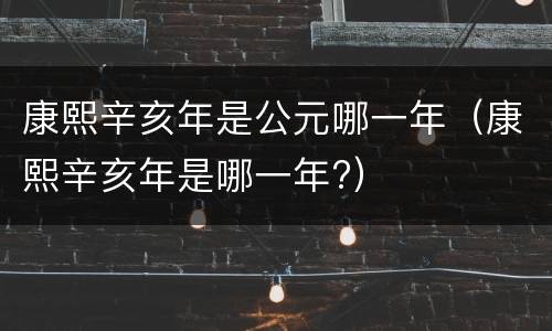 康熙辛亥年是公元哪一年（康熙辛亥年是哪一年?）