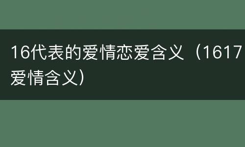 16代表的爱情恋爱含义（1617爱情含义）