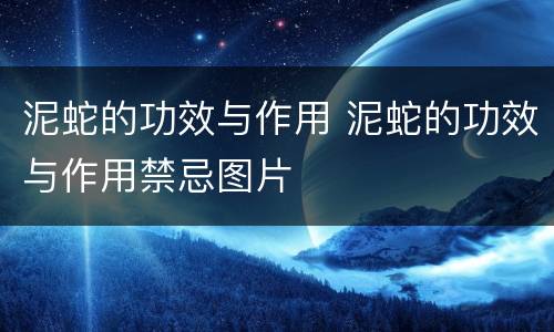 泥蛇的功效与作用 泥蛇的功效与作用禁忌图片
