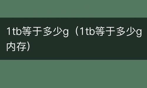 1tb等于多少g（1tb等于多少g内存）