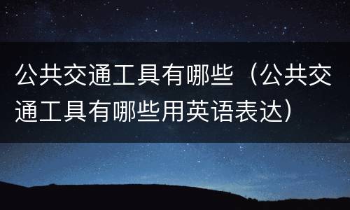 公共交通工具有哪些（公共交通工具有哪些用英语表达）