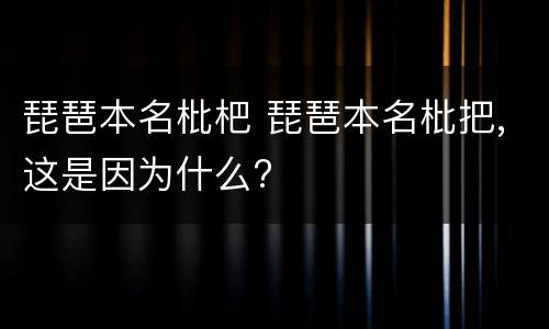琵琶本名枇杷 琵琶本名枇把,这是因为什么?