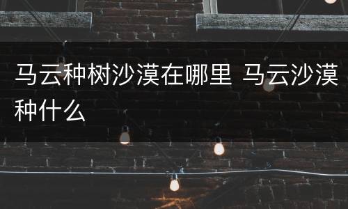 马云种树沙漠在哪里 马云沙漠种什么
